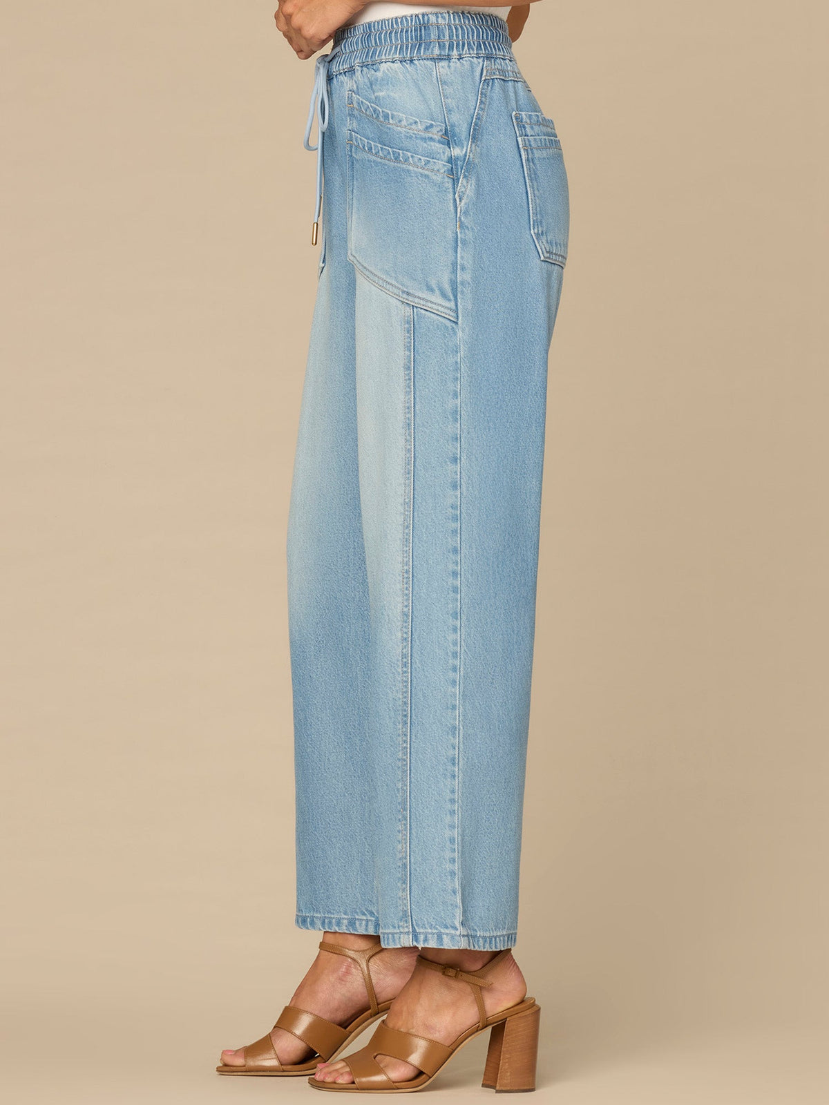 "Ab"leisure Skyrise Drawstring Double Pocket Petite Barely Barrel Jean