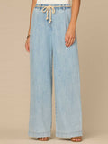 "Ab"leisure Skyrise Rope Belt Pleated Petite Wide Leg Jeans