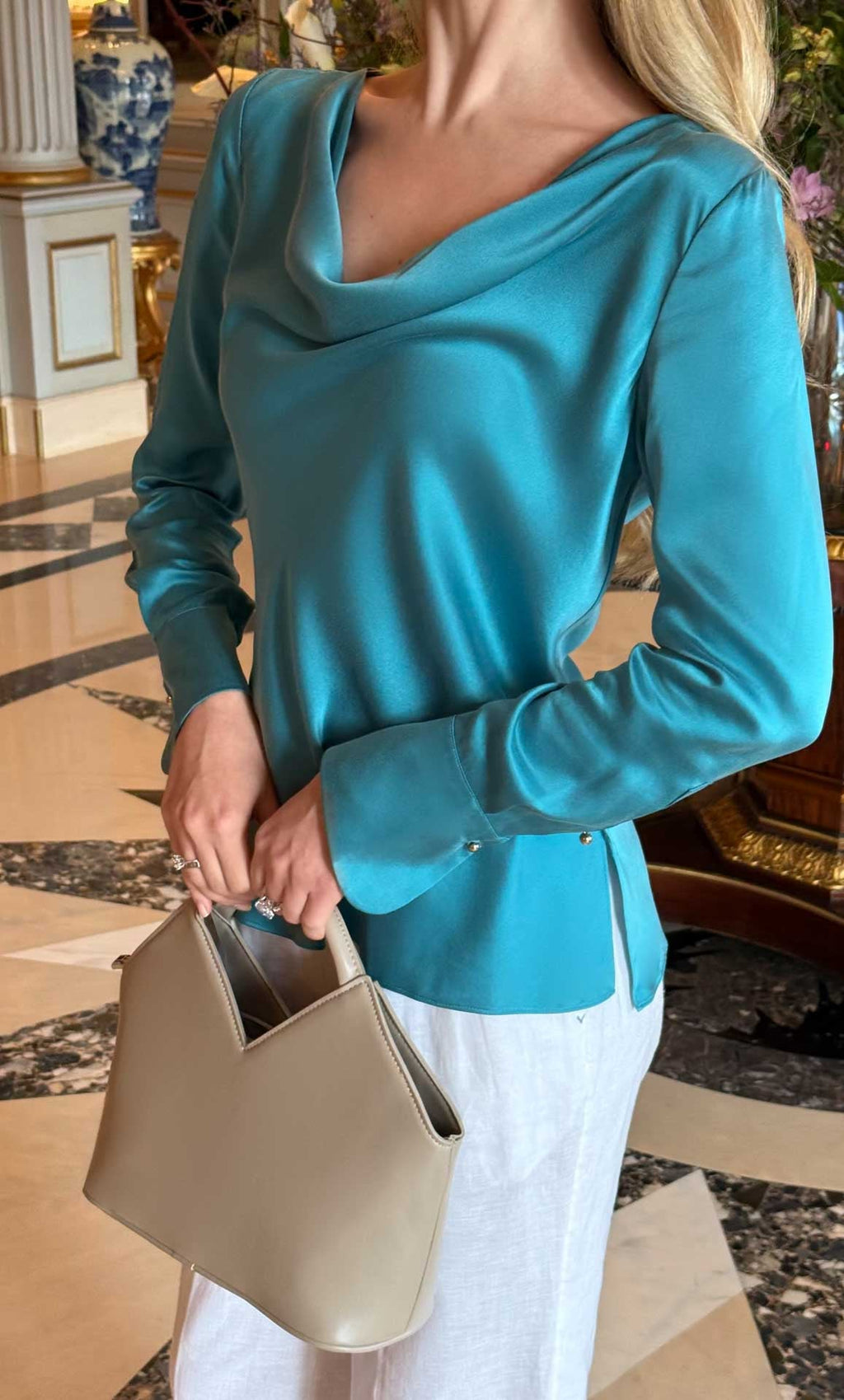 Claudia Silk Cowl Neck Blouse