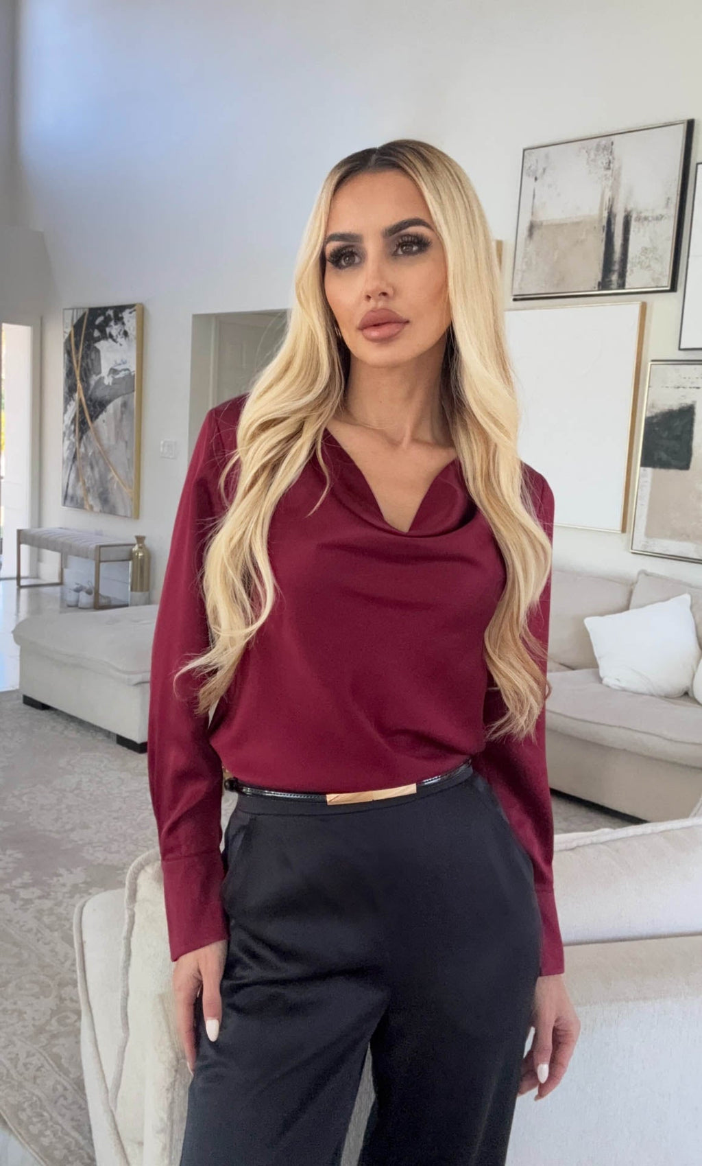 Claudia Silk Cowl Neck Blouse