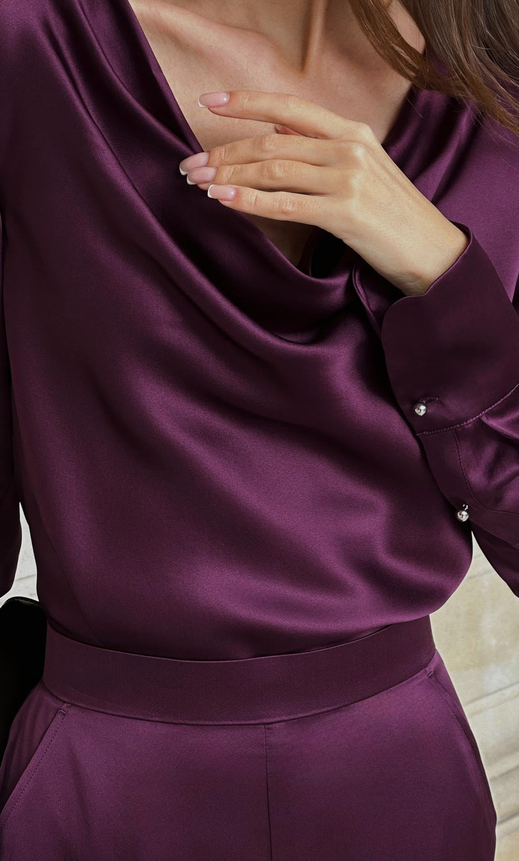 Claudia Silk Cowl Neck Blouse