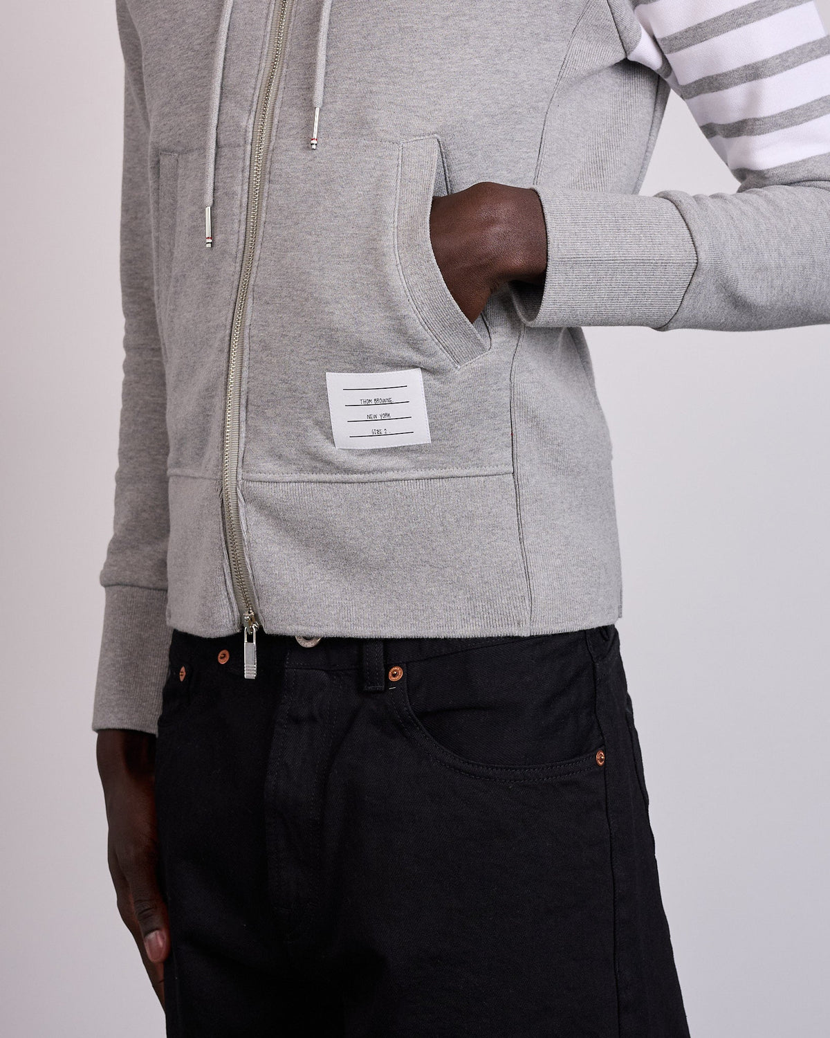 Thom Browne Classic Loopback 4 Bar Zip Hoodie Light Grey