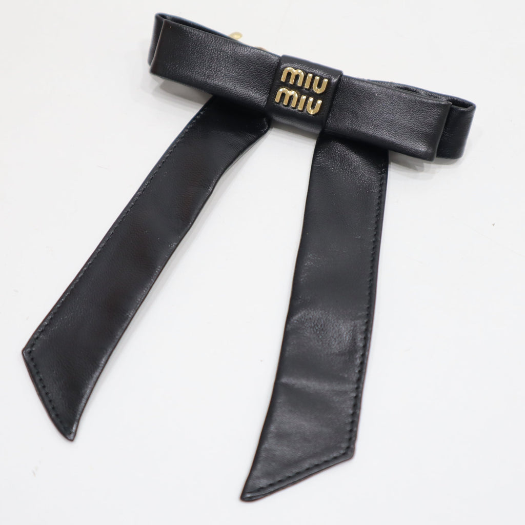 miumiu ミュウミュウ リボン バレッタ ヘアアクセサリー 髪留め ブラック 箱有 26k492-6