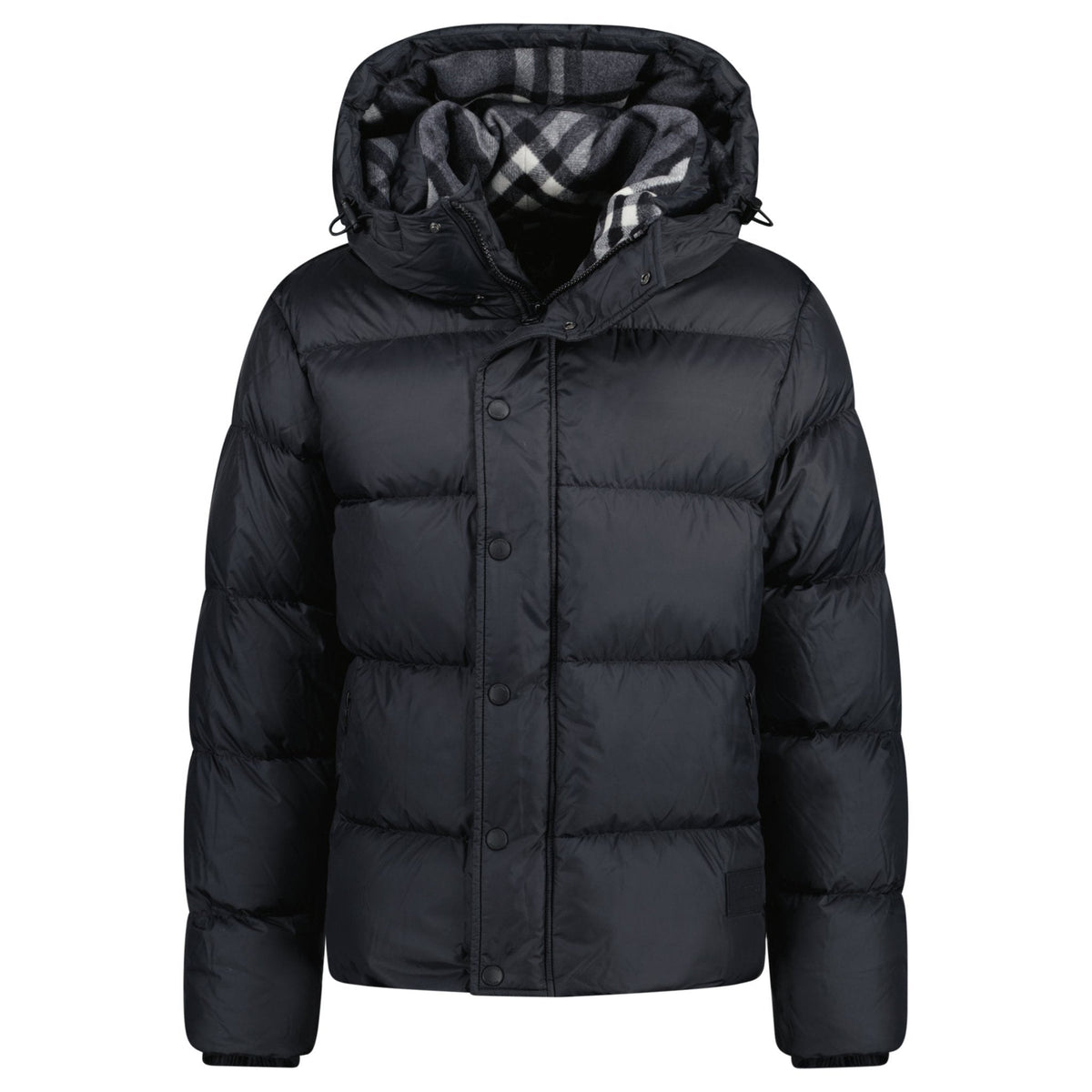 Burberry 'Halsby' Hooded Check Down Jacket Black